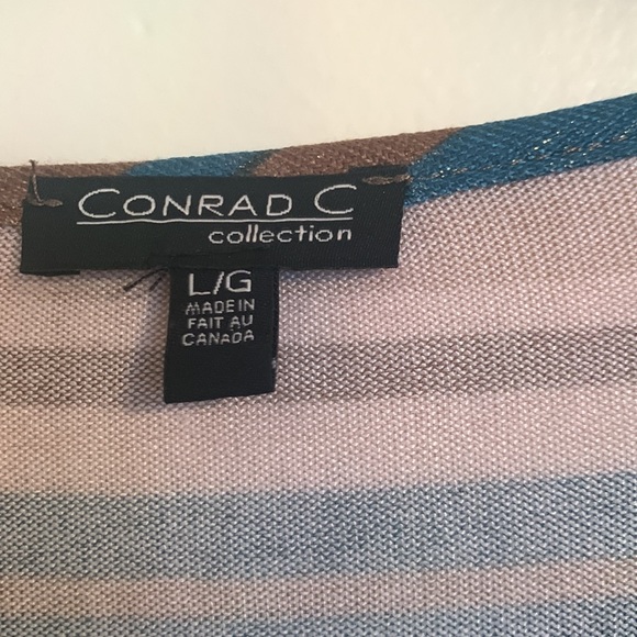 Striped long sleeve scoop neck blouse with gold fleck throughout - Picture 2 of 4